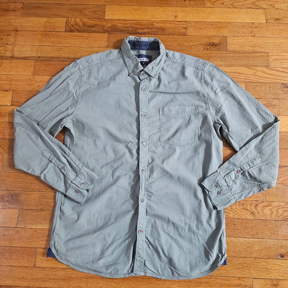 32 Bar Blues Green Button Down Shirt Men's Medium